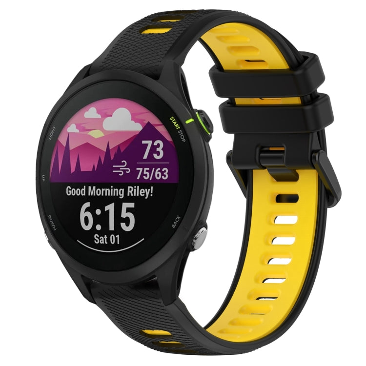 For Garmin Forerunner 255 Music 22mm Sports Two-Color Silicone Watch Band(Black+Yellow) - Smart Wear by PMC Jewellery | Online Shopping South Africa | PMC Jewellery