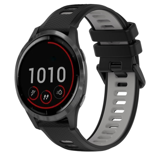 For Garmin Vivoactive 4 22mm Sports Two-Color Silicone Watch Band(Black+Grey) - Smart Wear by PMC Jewellery | Online Shopping South Africa | PMC Jewellery