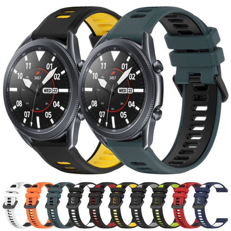 For Samsung Galaxy Watch3 45mm 22mm Sports Two-Color Silicone Watch Band(Black+Green) - Smart Wear by PMC Jewellery | Online Shopping South Africa | PMC Jewellery