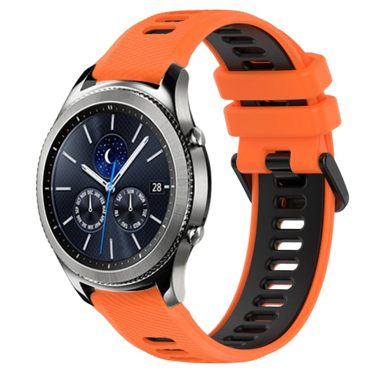 For Samsung Gear S3 Classic 22mm Sports Two-Color Silicone Watch Band(Orange+Black) - Smart Wear by PMC Jewellery | Online Shopping South Africa | PMC Jewellery