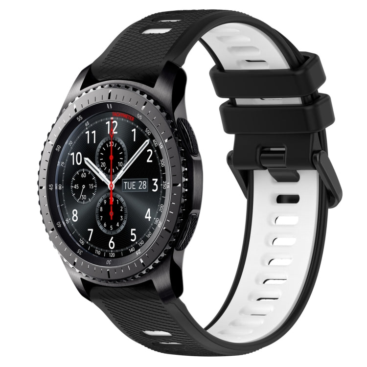 For Samsung Gear S3 Frontier 22mm Sports Two-Color Silicone Watch Band(Black+White) - Smart Wear by PMC Jewellery | Online Shopping South Africa | PMC Jewellery