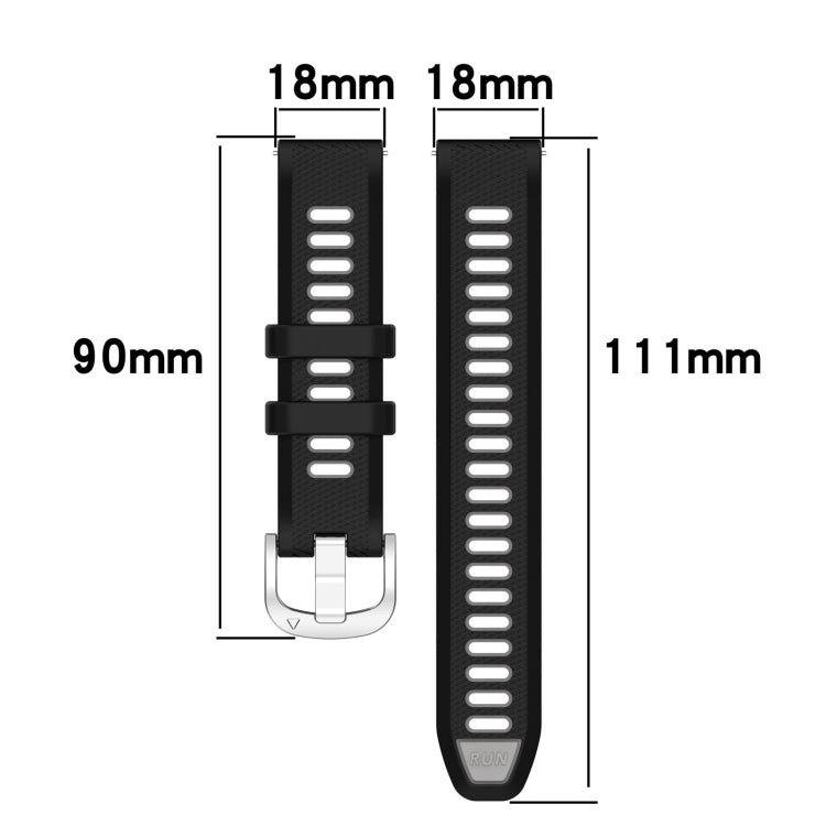 For Garmin Vivomove 3S 18mm Sports Two-Color Steel Buckle Silicone Watch Band(Black+Grey) - Smart Wear by PMC Jewellery | Online Shopping South Africa | PMC Jewellery