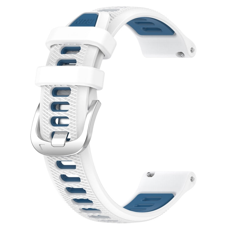 For Garmin Vivomove 3S 18mm Sports Two-Color Steel Buckle Silicone Watch Band(White+Blue) - Smart Wear by PMC Jewellery | Online Shopping South Africa | PMC Jewellery