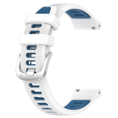 For Samsung Galaxy Watch5 44mm 20mm Sports Two-Color Steel Buckle Silicone Watch Band(White+Blue) - Smart Wear by PMC Jewellery | Online Shopping South Africa | PMC Jewellery