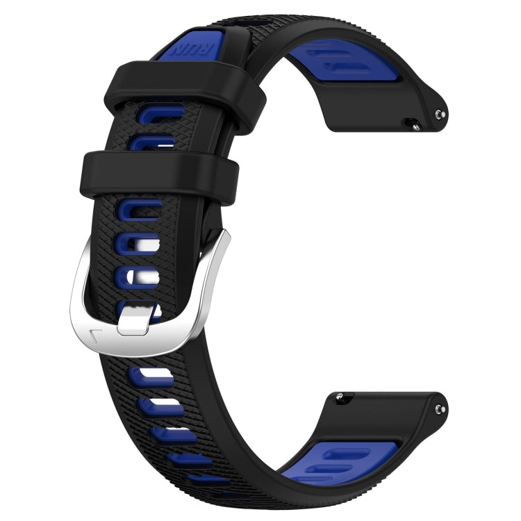 For Garmin Forerunner Sq2 20mm Sports Two-Color Steel Buckle Silicone Watch Band(Black+Blue) - Smart Wear by PMC Jewellery | Online Shopping South Africa | PMC Jewellery