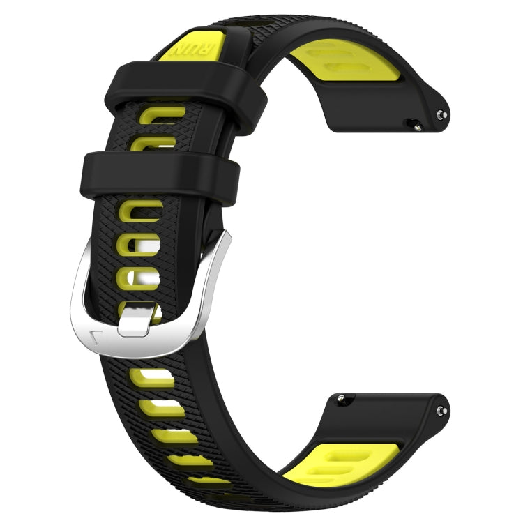 For Amazfit GTS 22mm Cross Texture Two Color Silicone Steel Buckle Watch Band(Black+Lime Green) - Smart Wear by PMC Jewellery | Online Shopping South Africa | PMC Jewellery