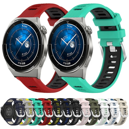 For Huawei Watch 2 20mm Sports Two-Color Steel Buckle Silicone Watch Band(Black+Blue) - Watch Bands by PMC Jewellery | Online Shopping South Africa | PMC Jewellery