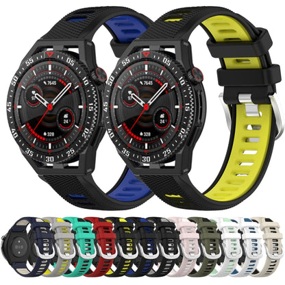 For Huawei Watch GT3 46mm 22mm Sports Two-Color Steel Buckle Silicone Watch Band(Red+Black) - Smart Wear by PMC Jewellery | Online Shopping South Africa | PMC Jewellery