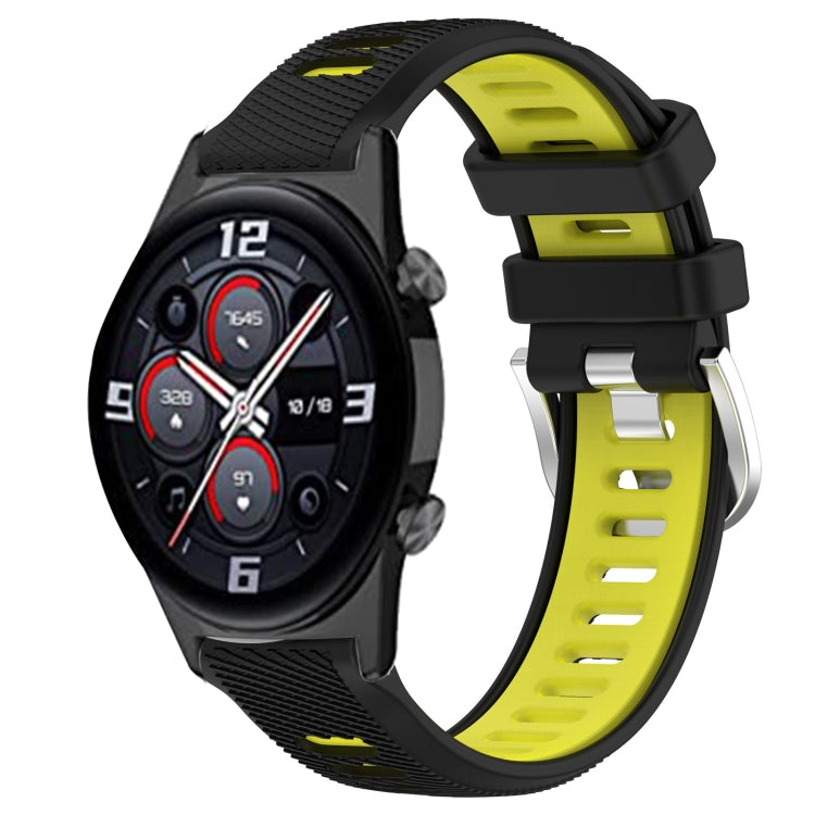 For Honor Watch GS 3i 22mm Sports Two-Color Steel Buckle Silicone Watch Band(Black+Lime Green) - Smart Wear by PMC Jewellery | Online Shopping South Africa | PMC Jewellery