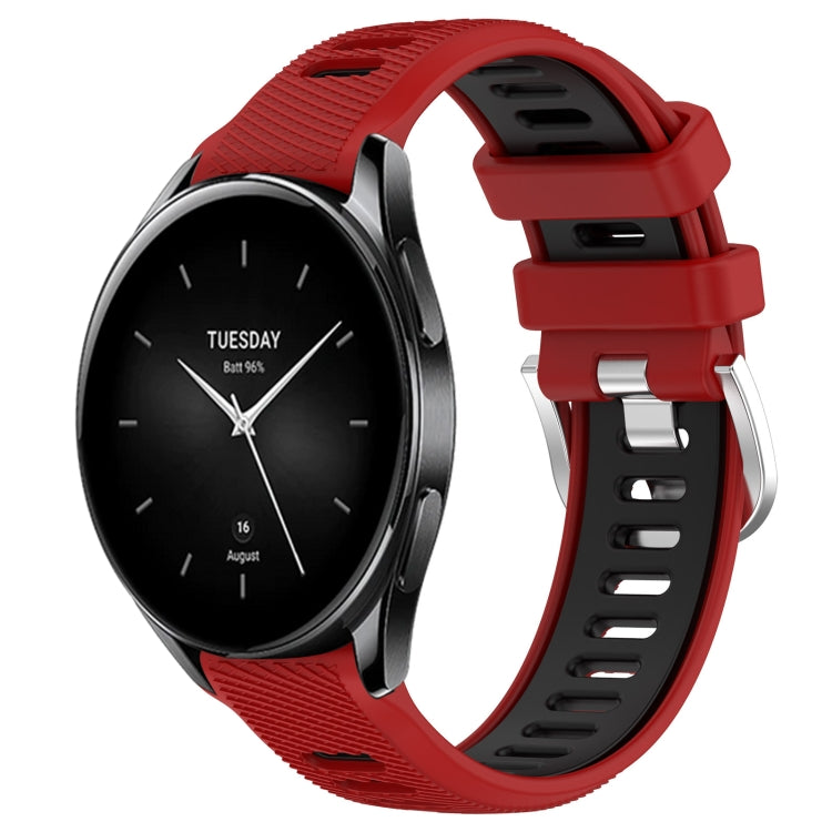 For Xiaomi Watch S2 42mm 22mm Sports Two-Color Steel Buckle Silicone Watch Band(Red+Black) - Smart Wear by PMC Jewellery | Online Shopping South Africa | PMC Jewellery