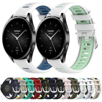 For Xiaomi MI Watch Sport 22mm Sports Two-Color Steel Buckle Silicone Watch Band(White+Teal) - Smart Wear by PMC Jewellery | Online Shopping South Africa | PMC Jewellery