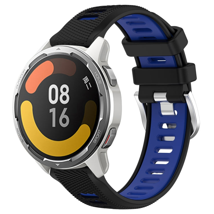 For Xiaomi Watch S1 Active 22mm Sports Two-Color Steel Buckle Silicone Watch Band(Black+Blue) - Smart Wear by PMC Jewellery | Online Shopping South Africa | PMC Jewellery