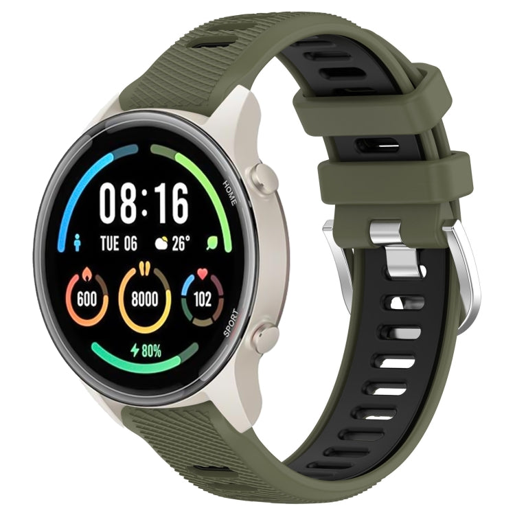 For Xiaomi MI Watch Color 2 22mm Sports Two-Color Steel Buckle Silicone Watch Band(Army Green+Black) - Smart Wear by PMC Jewellery | Online Shopping South Africa | PMC Jewellery