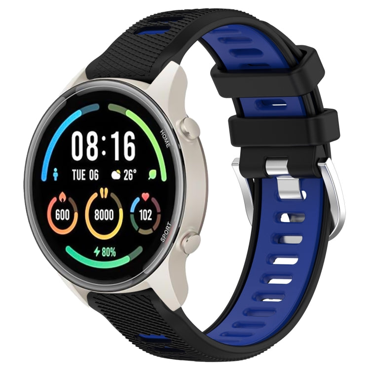 For Xiaomi MI Watch Color 2 22mm Sports Two-Color Steel Buckle Silicone Watch Band(Black+Blue) - Smart Wear by PMC Jewellery | Online Shopping South Africa | PMC Jewellery