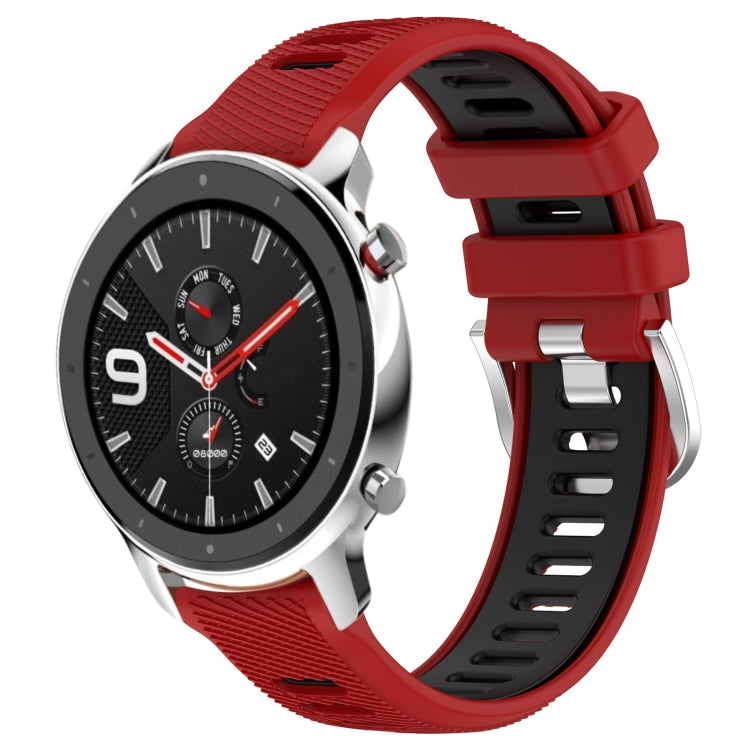 For Amazfit GTR 4 Pro 22mm Cross Texture Two Color Silicone Steel Buckle Watch Band(Red+Black) - Smart Wear by PMC Jewellery | Online Shopping South Africa | PMC Jewellery