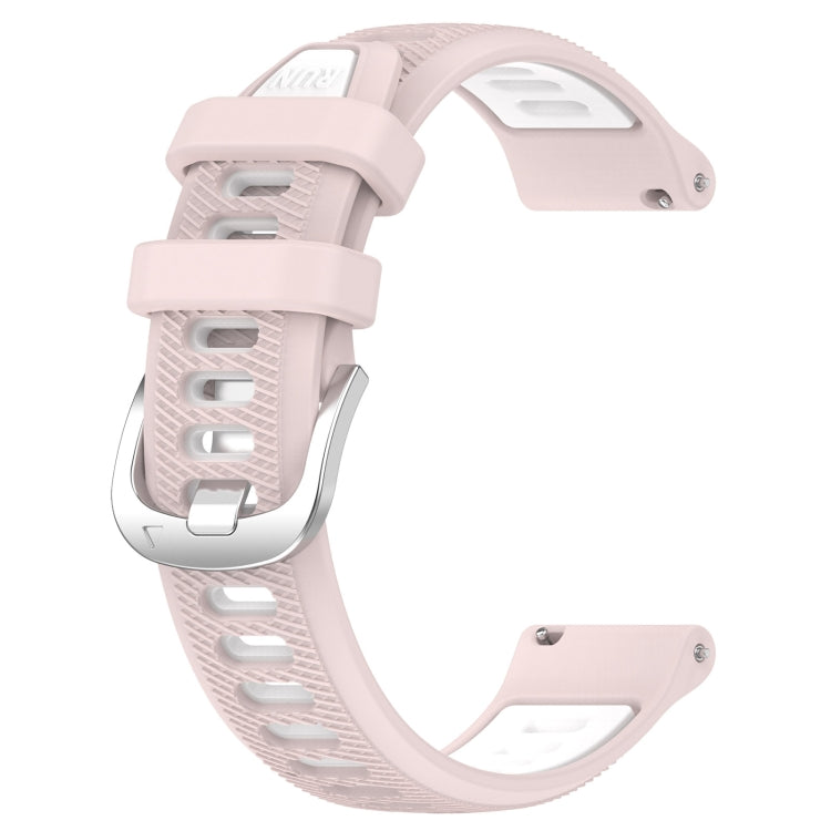 For Amazfit GTR 2e 22mm Cross Texture Two Color Silicone Steel Buckle Watch Band(Pink+White) -  by PMC Jewellery | Online Shopping South Africa | PMC Jewellery