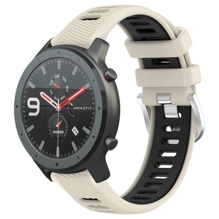 For Amazfit GTR 47mm 22mm Cross Texture Two Color Silicone Steel Buckle Watch Band(Starlight+Black) -  by PMC Jewellery | Online Shopping South Africa | PMC Jewellery