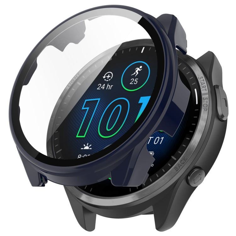 For Garmin Forerunner 965 PC + Toughened Film Integrated Watch Protective Case(Blue) - Smart Wear by PMC TechLife | Online Shopping South Africa | PMC TechLife