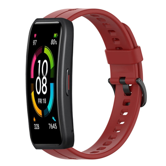 For Huawei Band 6 Solid Color Silicone Watch Band(Red) - Smart Wear by PMC Jewellery | Online Shopping South Africa | PMC Jewellery