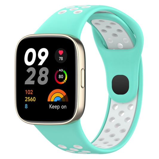 For Redmi Watch 3 Lite Sports Two-Color Silicone Watch Band(Teal+White) - Smart Wear by PMC Jewellery | Online Shopping South Africa | PMC Jewellery