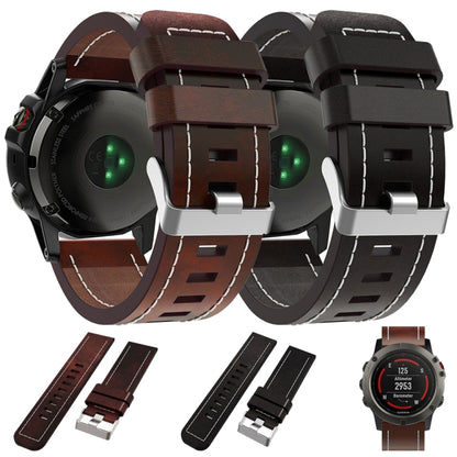 For Garmin Tactix Delta 26mm Sewing Leather Steel Buckle Watch Band(Red Brown) - Smart Wear by PMC Jewellery | Online Shopping South Africa | PMC Jewellery