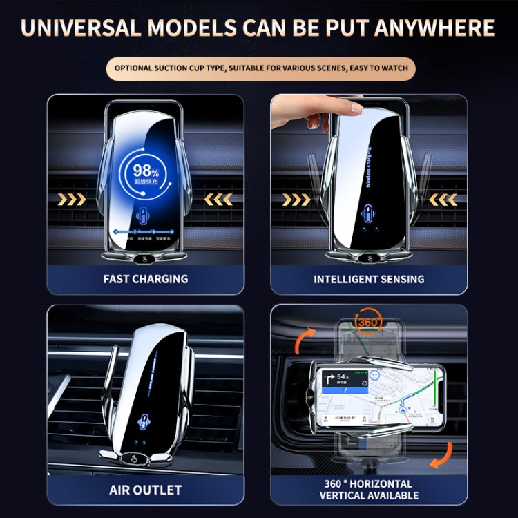 A2 Car Mobile Phone Bracket Wireless 15W Fast Charging Automatic Smart Sensor Stand(Silver) - Wireless Charger Holders by PMC TechLife | Online Shopping South Africa | PMC TechLife