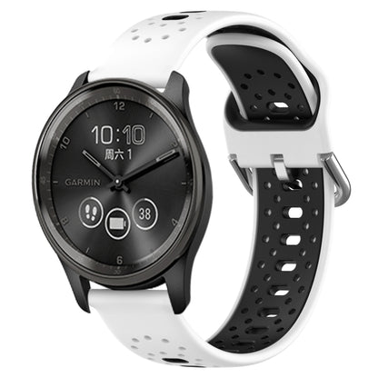 For GarminMove Trend 20mm Breathable Two-Color Silicone Watch Band(White+Black) -  by PMC Jewellery | Online Shopping South Africa | PMC Jewellery