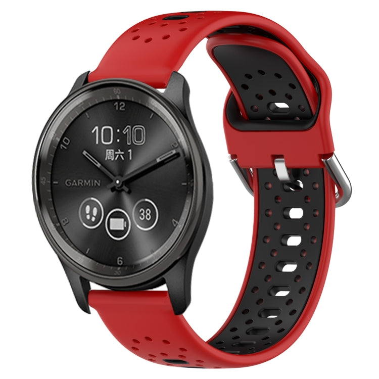 For GarminMove Trend 20mm Breathable Two-Color Silicone Watch Band(Red+Black) - Watch Bands by PMC Jewellery | Online Shopping South Africa | PMC Jewellery