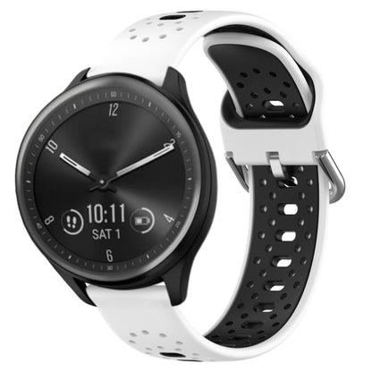 For Garmin Vivomove Sport 20mm Breathable Two-Color Silicone Watch Band(White+Black) - Watch Bands by PMC Jewellery | Online Shopping South Africa | PMC Jewellery