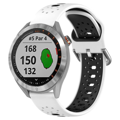 For Garmin Approach S40 20mm Breathable Two-Color Silicone Watch Band(White+Black) - Watch Bands by PMC Jewellery | Online Shopping South Africa | PMC Jewellery