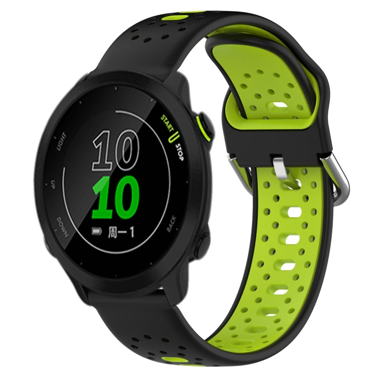 For Garmin Forerunner 158 20mm Breathable Two-Color Silicone Watch Band(Black+Lime Green) - Watch Bands by PMC TechLife | Online Shopping South Africa | PMC TechLife