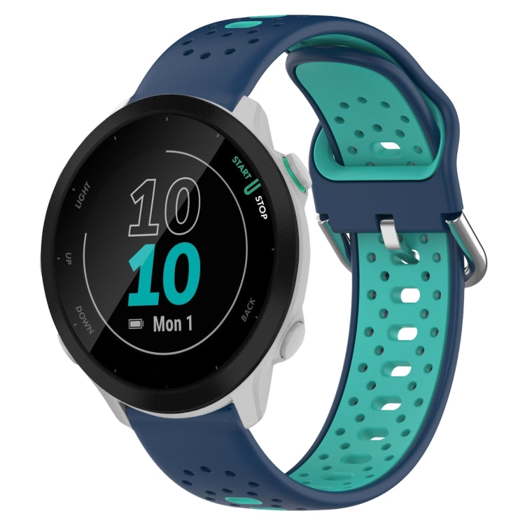 For Garmin Forerunner 55 20mm Breathable Two-Color Silicone Watch Band(Blue+Teal) - Watch Bands by PMC TechLife | Online Shopping South Africa | PMC TechLife