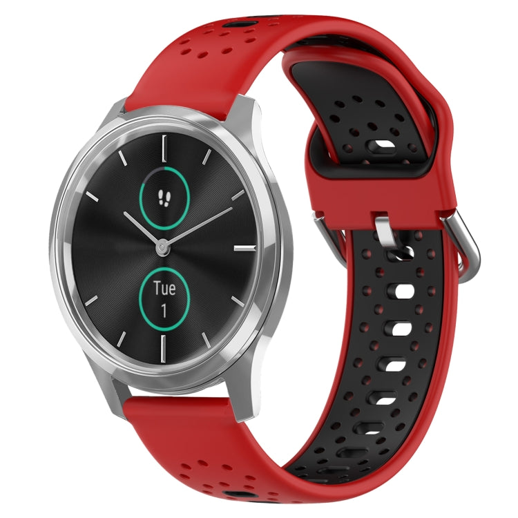 For Garmin VivoMove Luxe 20mm Breathable Two-Color Silicone Watch Band(Red+Black) - Watch Bands by PMC Jewellery | Online Shopping South Africa | PMC Jewellery