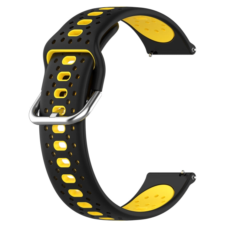 For Garmin Forerunner 245 20mm Breathable Two-Color Silicone Watch Band(Black+Yellow) - Watch Bands by PMC TechLife | Online Shopping South Africa | PMC TechLife