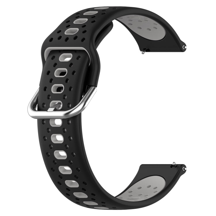 For Garmin Forerunner 245 20mm Breathable Two-Color Silicone Watch Band(Black+Grey) - Watch Bands by PMC Jewellery | Online Shopping South Africa | PMC Jewellery