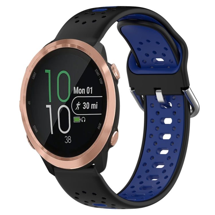 For Garmin Forerunner 645 20mm Breathable Two-Color Silicone Watch Band(Black+Blue) - Watch Bands by PMC TechLife | Online Shopping South Africa | PMC TechLife
