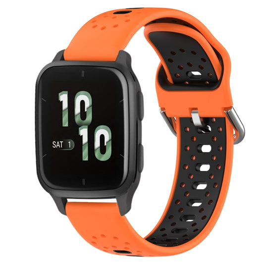 For Garmin Forerunner Sq2 20mm Breathable Two-Color Silicone Watch Band(Orange+Black) - Watch Bands by PMC Jewellery | Online Shopping South Africa | PMC Jewellery