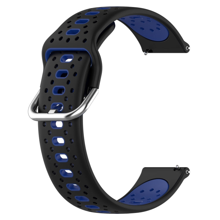 For Garmin Forerunner Sq2 20mm Breathable Two-Color Silicone Watch Band(Black+Blue) - Watch Bands by PMC TechLife | Online Shopping South Africa | PMC TechLife