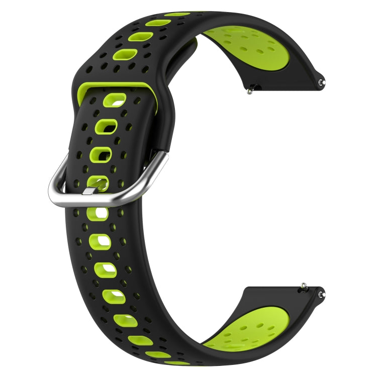 For Garmin Forerunner Sq2 20mm Breathable Two-Color Silicone Watch Band(Black+Lime Green) - Watch Bands by PMC TechLife | Online Shopping South Africa | PMC TechLife