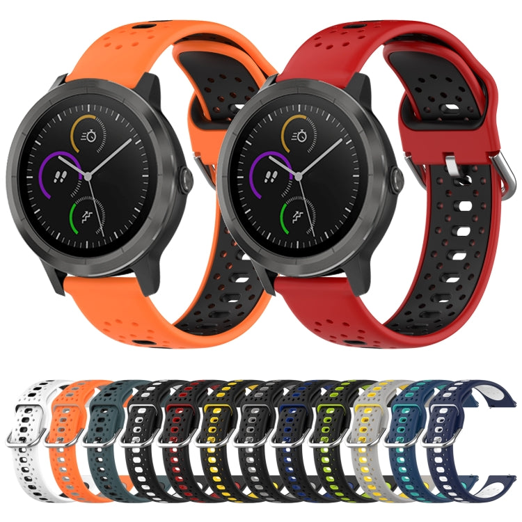 For Garmin Venu 2 Plus 20mm Breathable Two-Color Silicone Watch Band(Black+Grey) - Watch Bands by PMC TechLife | Online Shopping South Africa | PMC TechLife