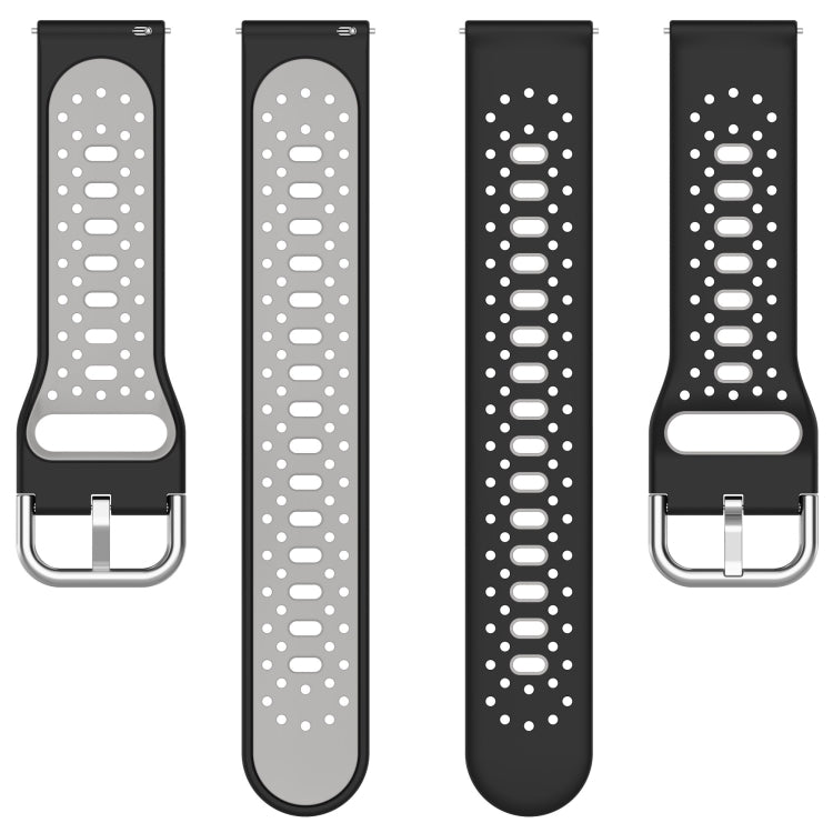 For Garmin Forerunner 158 20mm Breathable Two-Color Silicone Watch Band(White+Black) - Watch Bands by PMC Jewellery | Online Shopping South Africa | PMC Jewellery