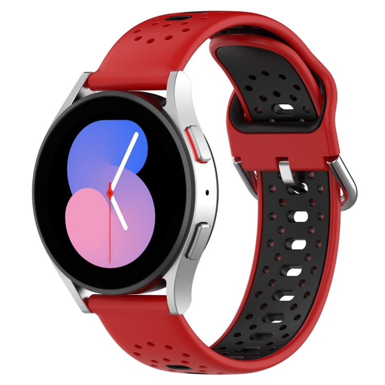 For Samsung Galaxy Watch 5 44mm 20mm Breathable Two-Color Silicone Watch Band(Red+Black) - Watch Bands by PMC Jewellery | Online Shopping South Africa | PMC Jewellery