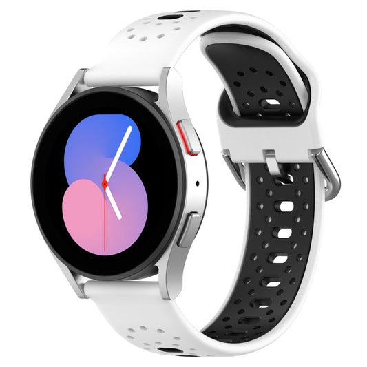 For Samsung Galaxy Watch 5 Pro 45mm 20mm Breathable Two-Color Silicone Watch Band(White+Black) - Watch Bands by PMC Jewellery | Online Shopping South Africa | PMC Jewellery