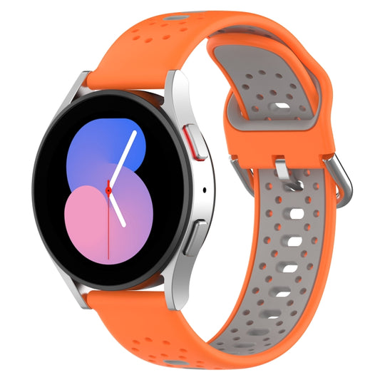 For Samsung Galaxy Watch 5 Pro 45mm 20mm Breathable Two-Color Silicone Watch Band(Orange+Grey) - Watch Bands by PMC Jewellery | Online Shopping South Africa | PMC Jewellery