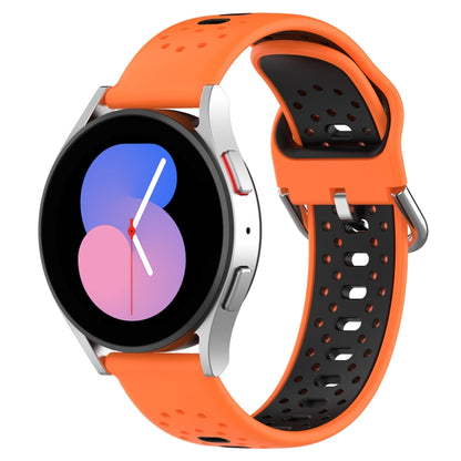 For Samsung Galaxy Watch 4 44mm 20mm Breathable Two-Color Silicone Watch Band(Orange+Black) - Watch Bands by PMC Jewellery | Online Shopping South Africa | PMC Jewellery