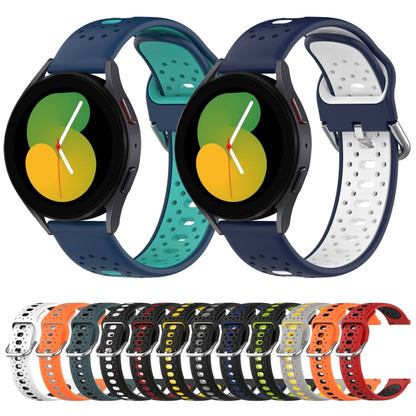 For Samsung Galaxy Watch Active 2 44mm 20mm Breathable Two-Color Silicone Watch Band(Black+Lime Green) - Watch Bands by PMC Jewellery | Online Shopping South Africa | PMC Jewellery