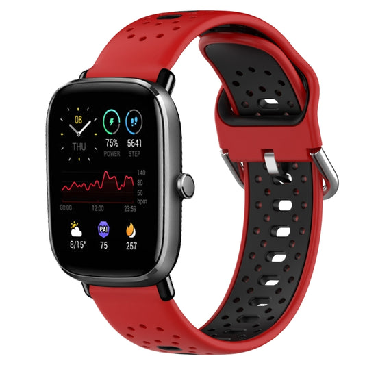 For Amazfit GTS 4 Mini 20mm Breathable Two-Color Silicone Watch Band(Red+Black) - Watch Bands by PMC Jewellery | Online Shopping South Africa | PMC Jewellery