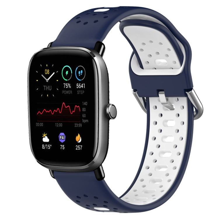 For Amazfit GTS 2 Mini 20mm Breathable Two-Color Silicone Watch Band(Midnight Blue+White) -  by PMC TechLife | Online Shopping South Africa | PMC TechLife