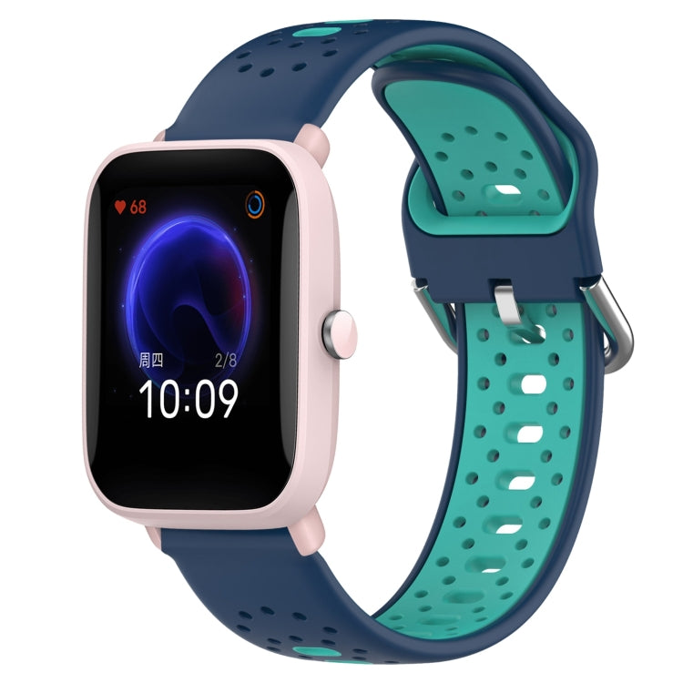 For Amazfit Pop Pro 20mm Breathable Two-Color Silicone Watch Band(Blue+Water Duck) -  by PMC Jewellery | Online Shopping South Africa | PMC Jewellery