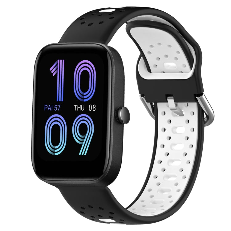 For Amazfit Bip3 20mm Breathable Two-Color Silicone Watch Band(Black+White) -  by PMC TechLife | Online Shopping South Africa | PMC TechLife
